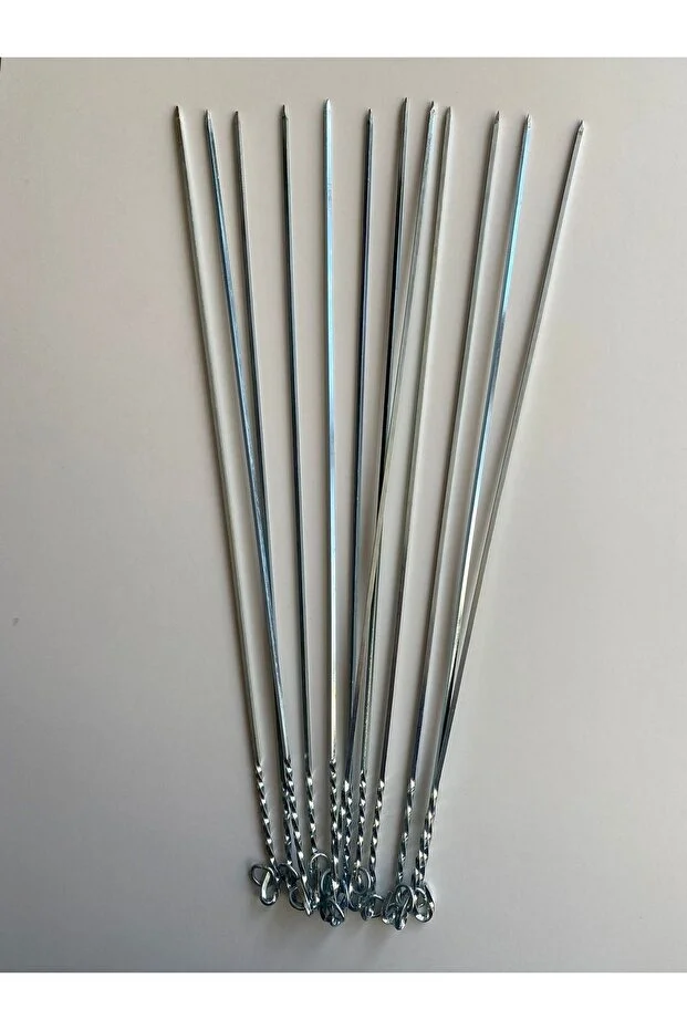 12 adet Kare Ciğer Şişi 50 cm , Et Mangal Şiş (uzunluk 50 cm , Kalınlık 3 mm)
